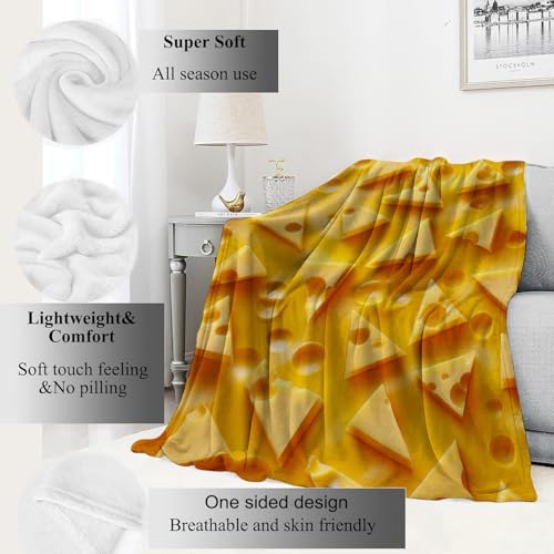 Cheese Slice Blanket Fun and Whimsical Throw Blankets,Birthday Gifts for Kids Girls Women,Lightweight Soft Fleece,Sweet Food Lovers,Sofa Couch Bed Room Modern Decor 50x60in - Image 2