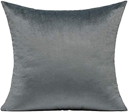 VAKADO Grey Gray Velvet Throw Pillow Covers Set Soft Solid Decorative Square Cushion Cases Cozy Pillowcases for Sofa Bedroom Couch Car 18 x 18 Inch Pack of 2 - Image 2