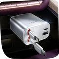 LISEN Retractable Car Charger USB C Fast Charge for iPhone 17 16 15 Pro Max