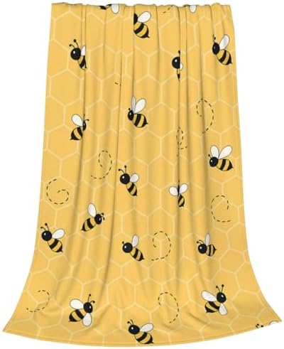 Funny Bees Honey Yellow Bumblebee Beehive Throw Blanket Flannel Fleece Autumn Lightweight Soft Fuzzy Cozy Couch Bed Blanket Fall Decor Thanksgiving Gifts Kids Adult 60"x50" - Image 5
