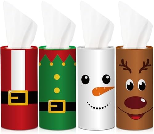 Hushee 4 Pcs Christmas Car Tissue Cylinders with 200 Tissues (Christmas) by Hushee