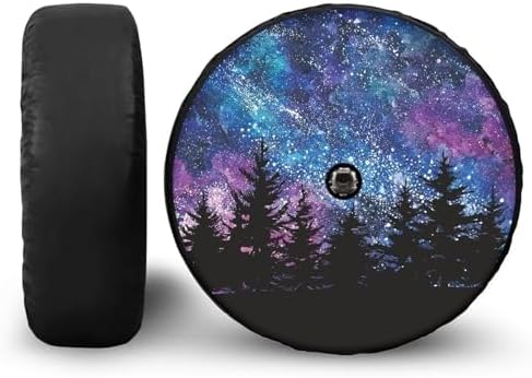 Forest Spare Tire Cover with Camera Hole, Weatherproof Wheel Protectors Tyre Covers Universal Fit for Trailer RV SUV Truck Camper Travel Trailers, 14" Fits Tire Diameter 23.6"-27.5"