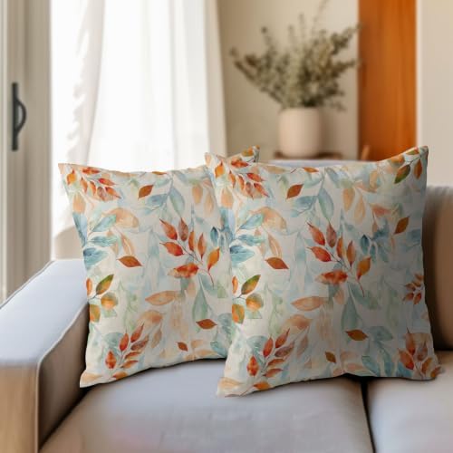 Fall Maple Leaves Pillow Covers Orange 22x22 Set of 2 Highly Absorbent - Image 3