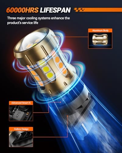 SEALIGHT 3157 Switchback LED Bulbs 3057 3457 4157 Dual Color Amber/White Anti Hyper Flash With Extra Resistor Error Free Turn Signal Lights and DRL/Parking Lights, 2PCs