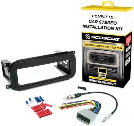 Scosche ICCR3BN Single DIN Radio Install Dash Kit Compatible with Select 2002-07 Chrysler, Dodge & Jeep Vehicles - Complete Basic Car Stereo Installation Kit - See Vehicle Fit Guide in Images
