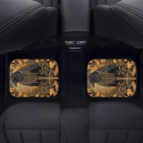 Golden Occult Raven Floor Mats for Cars