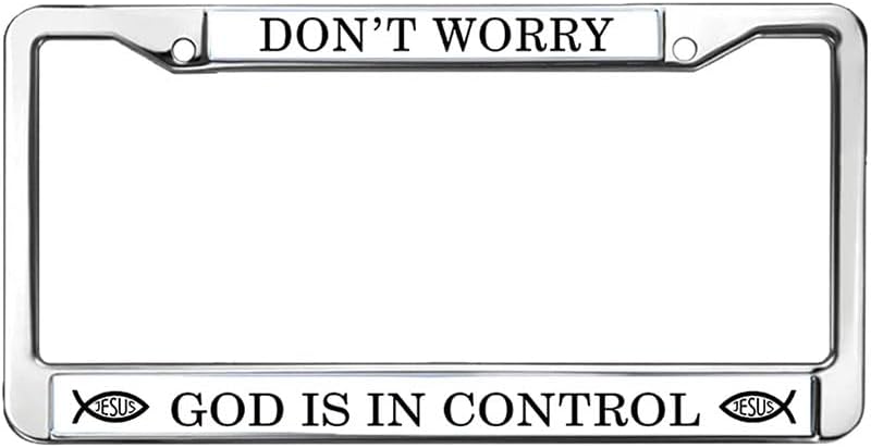 God is in Control Rust-Proof License Plate Frame Jesus Bible Promise License Plate Frame Christian Quote License Plate Frame for Religious People