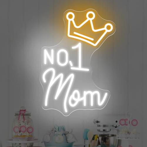 No.1 Mom Neon Sign, Happy Mother's Day LED Light, Gift for Mom, Mother's Day Neon Light, Home Wall Decor Room Decoration, 15.7"x11.2" by DMDMBSR