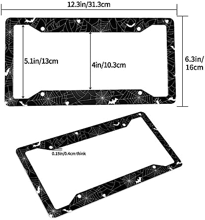 Halloween Spider Web License Plate Frame 2 Pack License Plate Holder Universal Aluminum License Plate Cover Car Accessories for Men Women