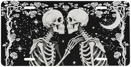 Gothic Black Skull Front License Plate 6" * 12" for Women