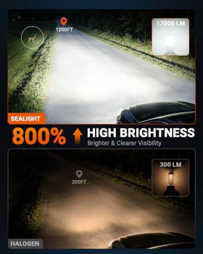SEALIGHT H10 LED Fog Light Bulbs, 9145/9140, 17000LM 6500K White