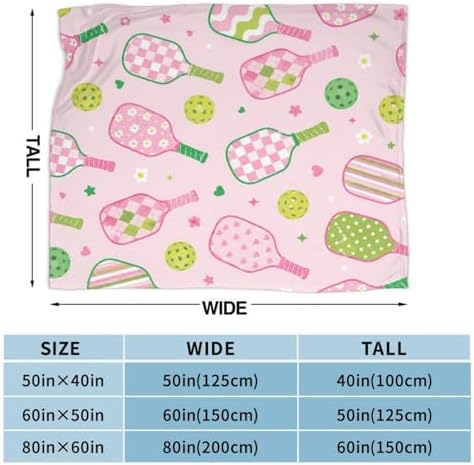 Pickleball Paddle Blanket for Women, Gifts for Girls, Cute Preppy Pickleball Blankets for Kids, Soft Cozy Lightweight Throw for Bed Sofa Home Travel Room Decor, 60x80 Inch - Image 4