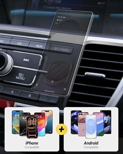 Scosche Extra Strength Magnetic 3M Flush Mount Phone Holders for Your Car Dashboard and Flat Surfaces, Low Profile Cell Phone Holder with Thick Metal Plate for iPhone and Android, Not MagSafe, 2-Pack