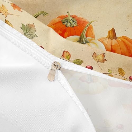 Fall Pumpkin Kids Duvet Cover Set King Size,Autumn Harvest Maple Leaf Bedding Set,Girls Boys Adults Room/Cabin Decor,Thanksgiving Retro Comforter Cover,Rustic Farmhouse Quilt Cover,2 Pillowcases - Image 6