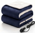 Sealy 12-Volt Heated Car Blanket, 2 USB Output Ports, 59"x43", Navy