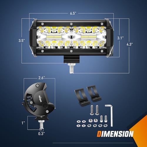 Nilight LED Pods 4PCS 6.5 Inch 120W Light Bar Triple Rows Spot Flood Combo Driving Lights 5Pin Rocker Switch Wiring Harness Kit-4 Leads, 2 Years Warranty (ZH047)