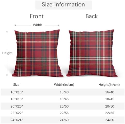 Christmas Throw Pillow Covers 24x24 Set of 2 Winter Red Buffalo Plaid - Image 5