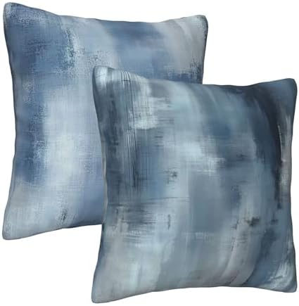 Blue Abstract Throw Pillow Covers 18x18 inch Set of 2 Pillow Case Cushion Cover for Home Sofa Couch Living Room Car Decor - Image 2