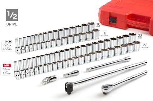 TEKTON 1/4, 3/8, 1/2 Inch Drive 6-Point Socket and Ratchet Set | SKT95304 - Image 4
