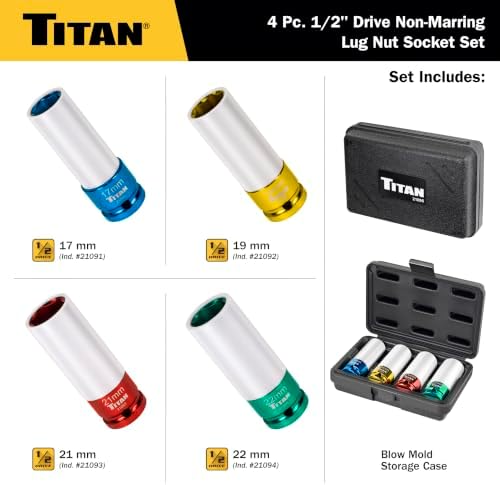 Titan 21095 4-Piece 1/2-Inch Drive Non-marring Impact Deep Lug Nut Socket Set - Image 2