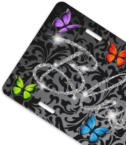 Blessed Glitter Butterflies Front License Plate 6" * 12" for Women