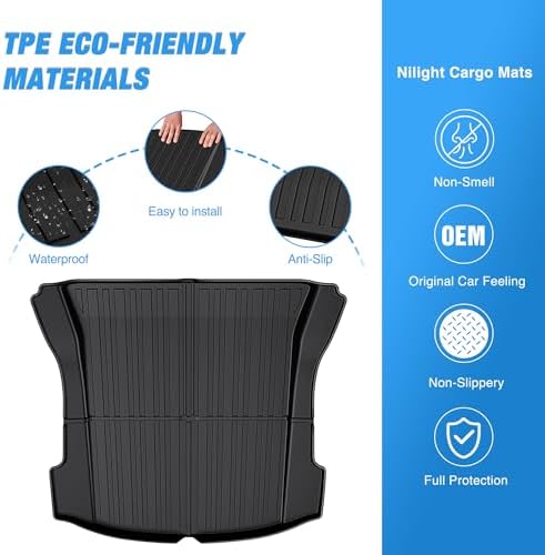 Nilight Cargo Mats for Tesla Model 3 2017 2018 2019 2020 2021 2022 2023