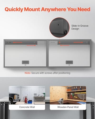 VEVOR Metal Wall Cabinet, 30.31 x 12.01 x 19.69 Inch, Floating Garage Tool Cabinet with Up-Flip Door and Shelf, 240 lbs Load Capacity, Fit for Garage, Basement, Kitchen, Warehouse Assembly Required - Image 4