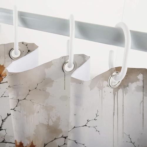 Fall Vintage Pumpkin Shower Curtain, Retro Autumn Maple Leaves Thanksgiving Harvest Farmhouse Bathroom Accessories Decor, Waterproof Fabric Bath Decor with Hooks 72 x72 Inch - Image 7