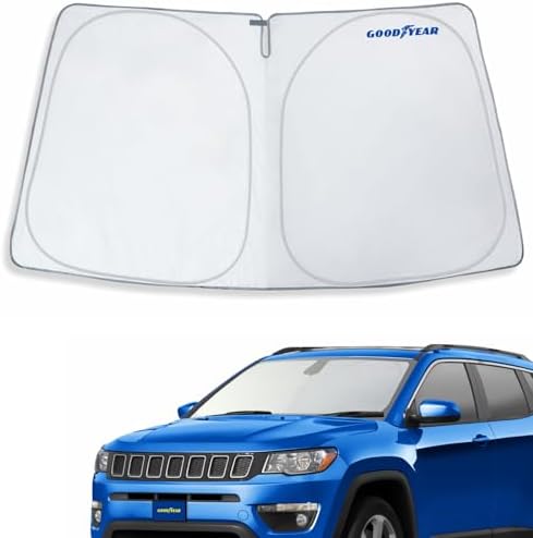 Goodyear Foldable Windshield Sunshade for Jeep Compass 2017-2026, SUV car Accessories, Sunshade Cover, Sun Shade Car Windshield, Window Sun Blocker - GY008274
