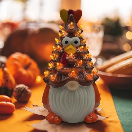 Hexagram Thanksgiving Decorations, Thanksgiving Gnomes Ceramic Tree Decor - Image 2
