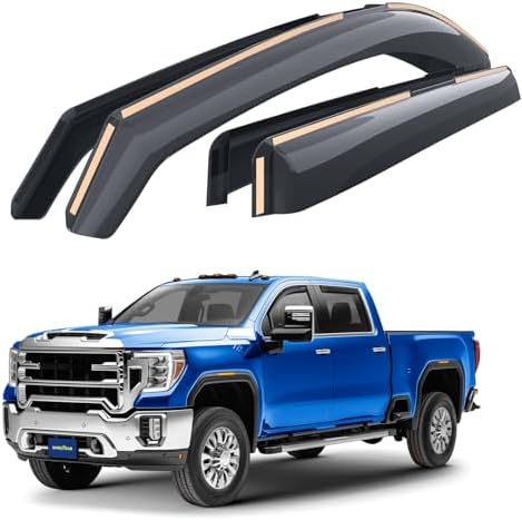 Goodyear Shatterproof in-Channel Window Deflectors for Chevy Silverado/Sierra 2500HD/3500HD 2020-2026 Crew Cab, Rain Guards, Window Visors for Cars, Vent Deflector, Car Accessories, 4 pcs - GY009019