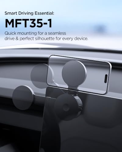 Spigen Magnetic Magsafe Car Mount [Extendable Arms] Car Phone Mount with 360° Rotation, Strong Magnetic Hold for iPhone 17 16 15 14 13 12 PixelSnap Pixel 10 Pro XL Fold - Dashboard