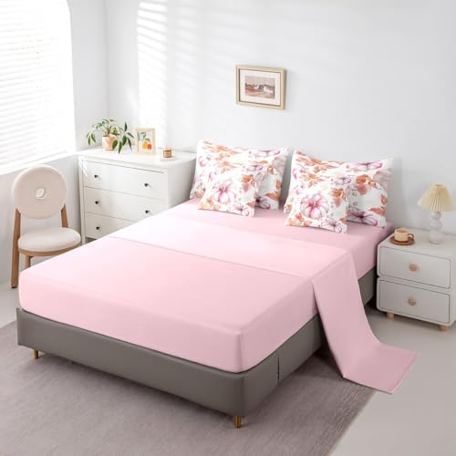 Erosebridal Girls Pink Fall King Comforter Set 7 Piece,Maple Leaves Pumpkin Kids Bed in A Bag with Sheets Glitter Diamond Autumn Bedding Set for Teen Girl Women,Thanksgiving Harvest Bed Set - Image 4