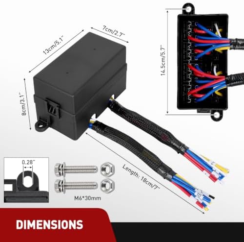 Nilight 12V Fuse Relay Box 4 Relays 4pin 40A 12 Fuses Pre-Wired Block Kit