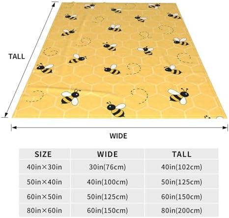 Funny Bees Honey Yellow Bumblebee Beehive Throw Blanket Flannel Fleece Autumn Lightweight Soft Fuzzy Cozy Couch Bed Blanket Fall Decor Thanksgiving Gifts Kids Adult 60"x50" - Image 3
