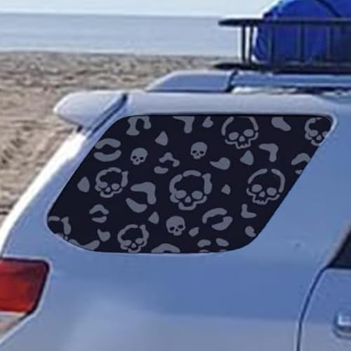 2PCS Skeleton Skull Leopard Halloween Side Window Decals for Car SUV Truck, Halloween Rear Side Window Stickers, Matte Black Vinyl Window Graphics with Installation Kit