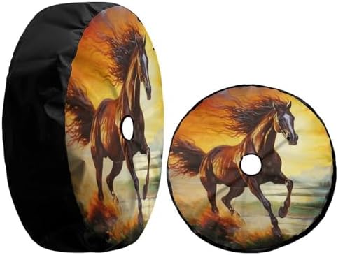 Delerain Spare Tire Cover with Backup Camera Hole Brown Horse Wheel Covers Waterproof Dust-Proof UV Sun Universal Fit for Jeep Trailer RV SUV Truck (18 Inch for Diameter 32"-34") - Image 3