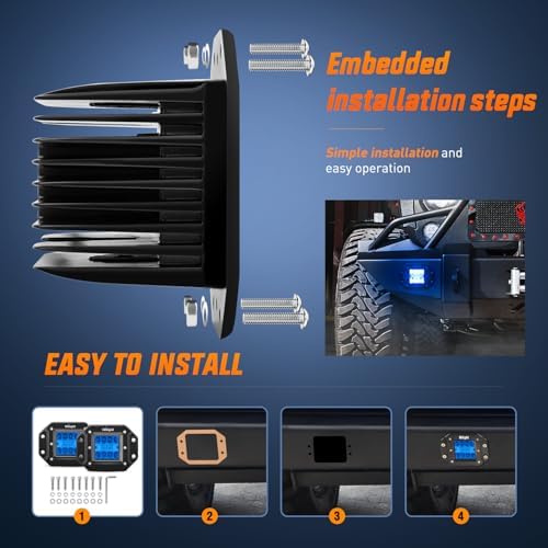 Nilight 2 PCS 42 W Flush Mount LED Light Pods Blue Spot Flood Combo Beam