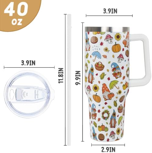 Fall Thanksgiving Tumbler 40oz Pumpkin Gnome Cup Harvest Gifts -1PCS - Image 4