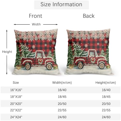 Christmas Buffalo Plaid Truck Throw Pillow Covers 24x24 Set of 2 Snowflakes - Image 5