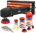SPTA Mini Polishing Machine Buffer Rotary Polisher Auto Detailing Superpolish with 27Pcs Detail Polishing Pad Mix Size Kit Buffing Pad and 75mm ,100mm,140mm M14 Thread Extension shaft by SPTA