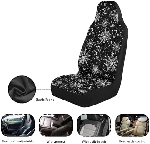 Moon Stars Spiderweb Print Car Seat Cover Front Seats Protector,Universal Fit for Most Cars,SUVs,Sedan,Truck or Van