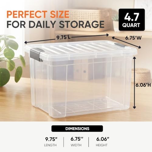 Superio 4.75 Quart Clear Plastic Storage Boxes with Lids, Stackable Organizer Containers, BPA-Free Storage Bins for Home, Office, School & Dorm, 8 Pack - Image 3