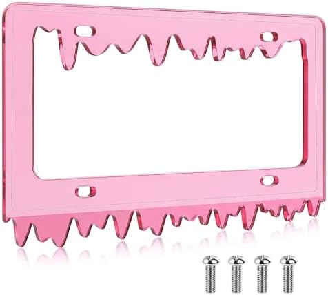 Timtin 1 Set Fluorescent Pink License Plate Frame, Style 1