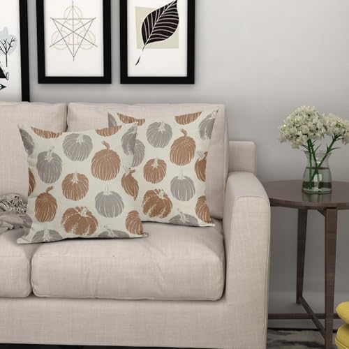 Brown Gray Grey Pumpkin Fall Pillow Covers 24x24 Set of 2 Autumn Harvest Print Thanksgiving Decorative Throw Pillows Outdoor Farmhouse Cushion Case Seasonal Decor for Couch Sofa Bed - Image 7