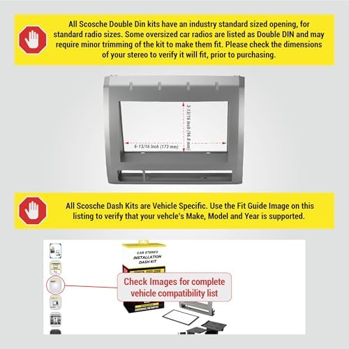 Scosche TA2053B Double DIN Radio Install Dash Kit Compatible with Select 2005-2008 Toyota Tacoma - Aftermarket Car Stereo Installation Kit - See Fit Guide in Images to Verify Vehicle Compatibility