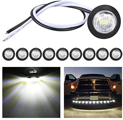 Nilight 3/4" Round LED Clearance Marker Lights,White, 10-Pack