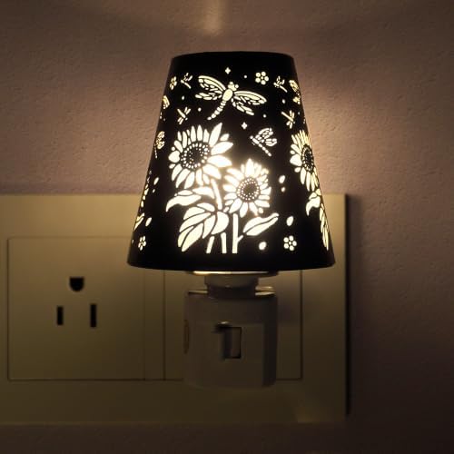 Sunflower Dragonfly Plug-In Night Light 2700K Warm White, LED On/Off Switch by Niqelva