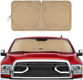 Windshield Sun Shade for Ram 2500 2010-2018, Foldable Truck Sunshade, UV Heat Blocker, Front Window Sun Shield, Interior Protection, Keeps Cab Cool, Heavy Duty Truck Accessory - Beige