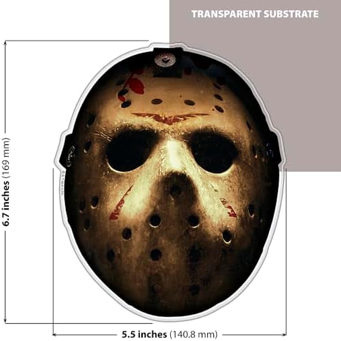 Fan Emblems Horror Movie Domed Transparent Car Decals – Officially Licensed Slasher Film Characters (Jason)